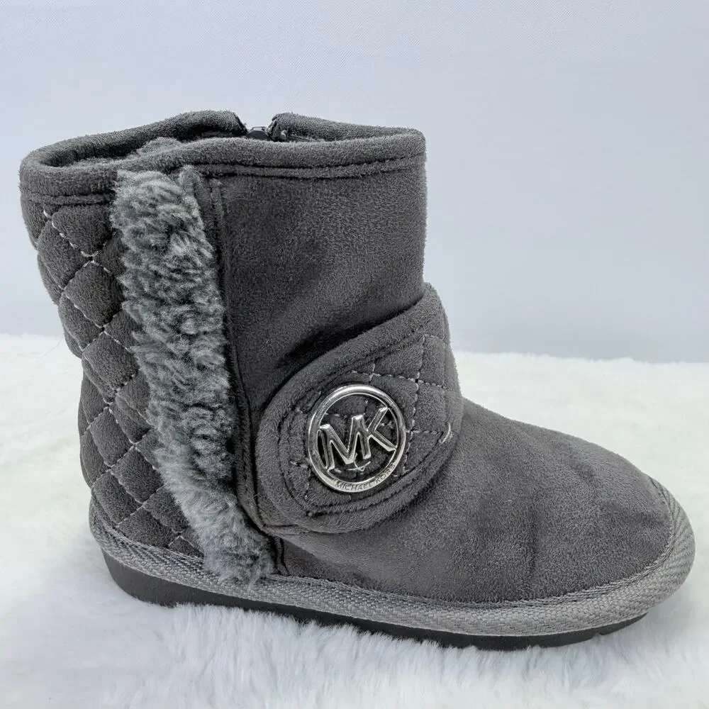 Michael Kors Little Girls Gray Faux Fur Winter Boots Size 7